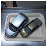 Die-Cast Model Cars in Silver and Gold Finishes