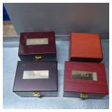 Four Wooden Keepsake Boxes with Brass Nameplates