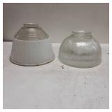 Two Ribbed Glass Lamp Shades with Flared Openings
