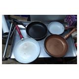 Four Non-Stick Frying Pans with Assorted Handle St