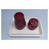 Dietz Red Glass Chimney Globes for Lanterns
