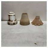 Three Glass and Ceramic Lamp Shades with Decorativ