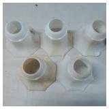 Five White Glass Light Shades with Octagonal Bases