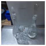 Three Cut Glass Decanters with Stoppers