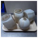 Four Milk Glass Lamp Shades in Various Shapes
