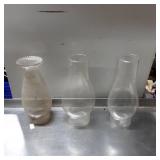 3 Clear Glass Oil Lamp Shades