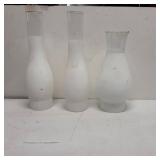 3 Frosted Glass Oil Lamp Shades with Varied Tops