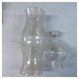 Two Clear Glass Lamp Chimneys with Curved Profiles