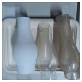 Three Glass Lamp Chimneys in Clear and Frosted Fin