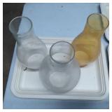 Three Glass Lamp Chimneys