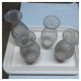 Four Glass Lamp Chimneys with Ruffled Edges