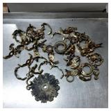 Brass Lamp Parts and Ornate Floral Base Plate