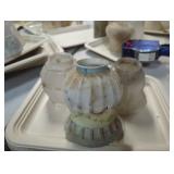 Three Antique Decorative Glass Light Shades