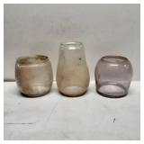 Three Glass Lamp Shades in Varying Shapes