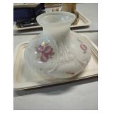 White Milk Glass Shade with Gold and Pink Dogwood