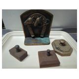 Brass and Cast Metal Bookend with Horse Motif and