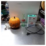 Ceramic Pumpkin Light, Coca-Cola Glass Bottle, and