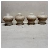 Four Frosted Glass Hobnail Oil Lamp Shades