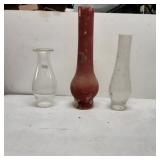 Three Glass Oil Lamp Shades in Varied Designs