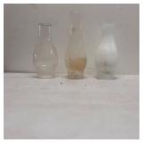 3 Glass Oil Lamp Shades of Varying Transparency