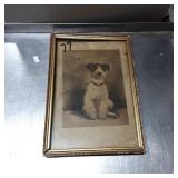 Framed Vintage Dog Portrait Print with Ornate Gold