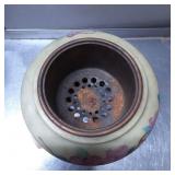 Hand-Painted Ceramic Bowl with Metal Insert and Wo