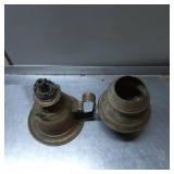 Vintage Brass Oil Lamp Components with Handles