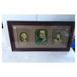 Framed Triptych of Historical Portrait Illustratio
