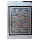 Framed Sussex County, Delaware Map with Illustrate