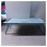 Light Blue Wood Lap Tray With Floral Decal and Fol