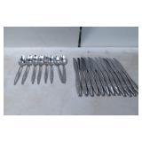 Stainless Steel Flatware with Floral Engraving, 8