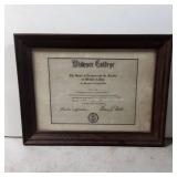 Widener College Framed Diploma