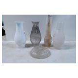Five Glass Lamp Shades and Chimneys