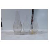 Three Clear Glass Hurricane Lamp Chimneys