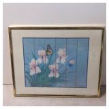 Framed Floral and Butterfly Print by Artist in Gol