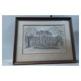 Framed Limited Edition Etching of College Hall, Un