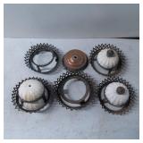 Six Vintage Metal and Ceramic Light Fixture Covers