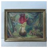 Framed Oil Painting of Still Life With Pitchers an