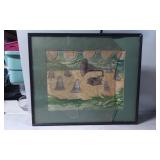 Framed Mixed Media Artwork Featuring Gramophone an