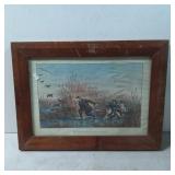 Framed Hunting-Themed Lithograph Print Titled ï¿½Lif