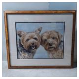 Framed Portrait of Two Yorkshire Terriers by Alex
