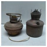 Vintage Metal Oil Lamp Bases with Burners