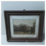 Framed Hand-Colored Photograph of a Residential Bu