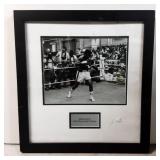 Framed Black-and-White Photograph of a Boxer in Ac