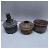 Three Metal Oil Lamp Components