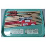 Drumsticks and Concert Memorabilia, Tray Not Inclu