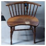 Wooden Spindle-Back Chair with Curved Backrest