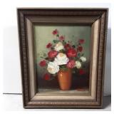 Framed Floral Still Life Oil Painting on Canvas Si