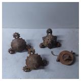 Four Cast Iron Ornamental Pieces with Floral Motif