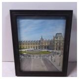 Framed Glass Print of Louvre Courtyard Scene